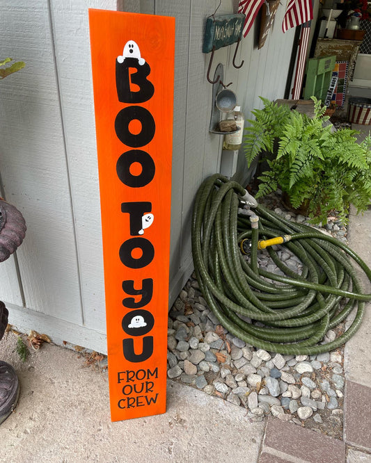 Boo To You Crew Halloween Porch Leaner  Wood Sign