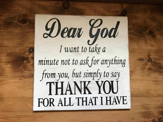 Dear God Thank you Wood Sign