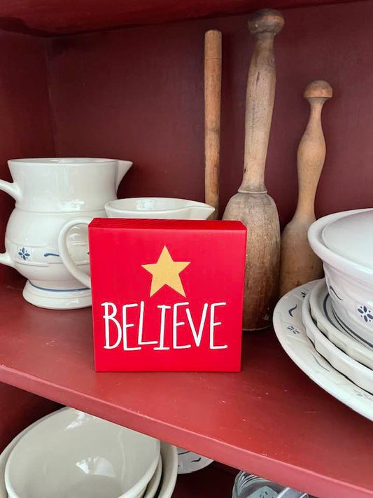 Christmas Believe Wood Sign