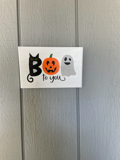 Boo Halloween Wood Sign