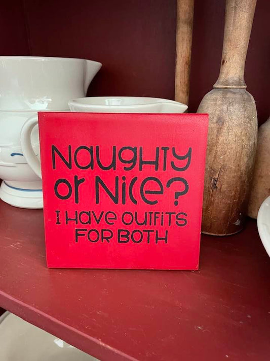 Christmas Naughty or Nice Wood Sign