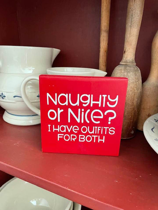 Christmas Naughty or Nice I have both Outfit Wood Sign